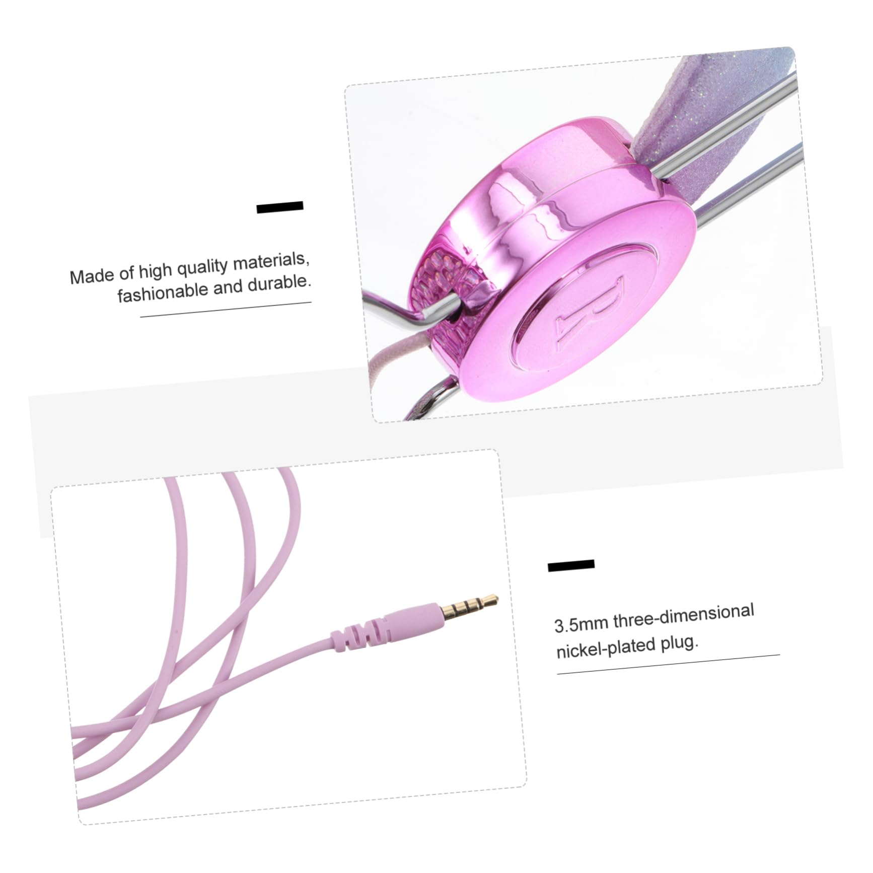 OSALADI 2piezas Auriculares Infantiles con Microfono Forma De Unicornio Diseño De Brillante y Auriculares para Niño Niña para Música y Cómodos y Plegables como