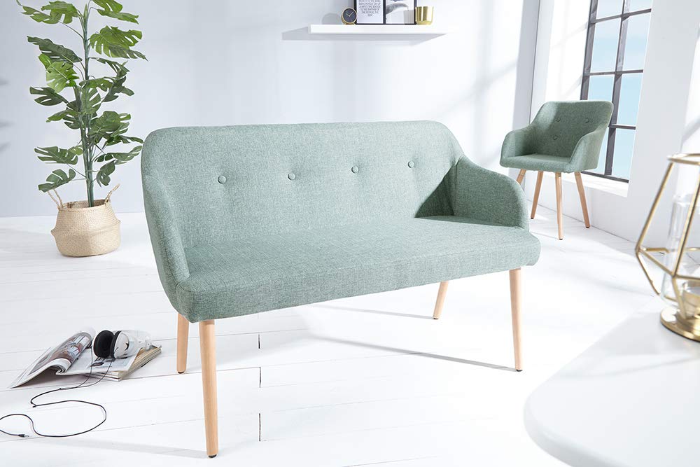invicta INTERIOR Sitzbank Scandinavia Buche Gestell Lime mit Armlehne im Retro Trend Bank