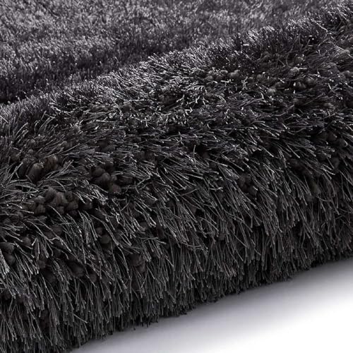 Image of Handcrafted Microfiber Dark Grey Shaggy Carpet 3x3 Feet Square with Thick Soft Plush Pile, Anti Slip Backing, Ideal for Living Room, Bedroom, Hall and Home Interior Decoration