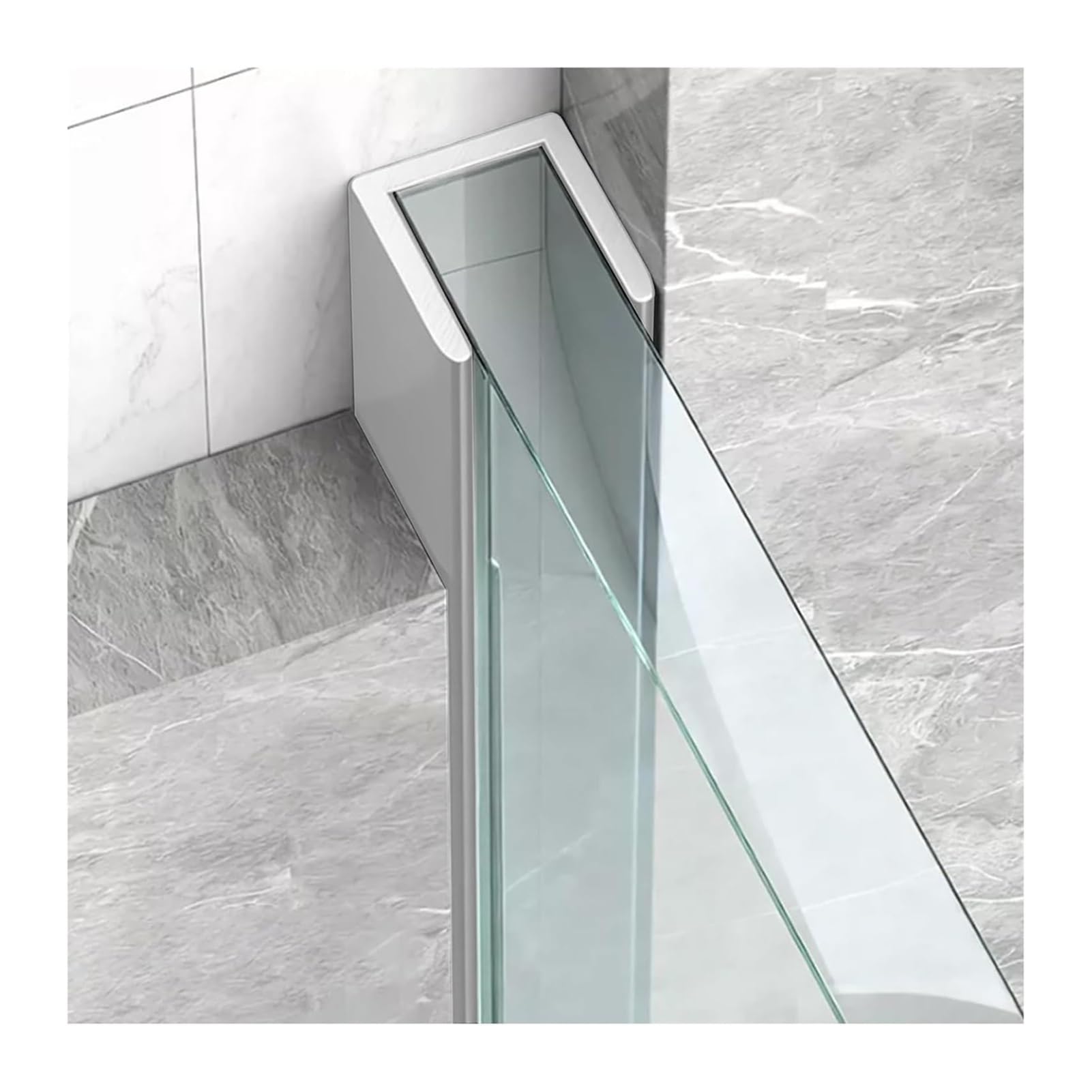 Mobyat 2M/6.6Ft Fixed Aluminum Alloy Deep U-Channel Profile, Shower Door Bottom Guide/Embedded Frameless Channel Cuttable For Dry & Wet Separation(,W8mm(5/16"))