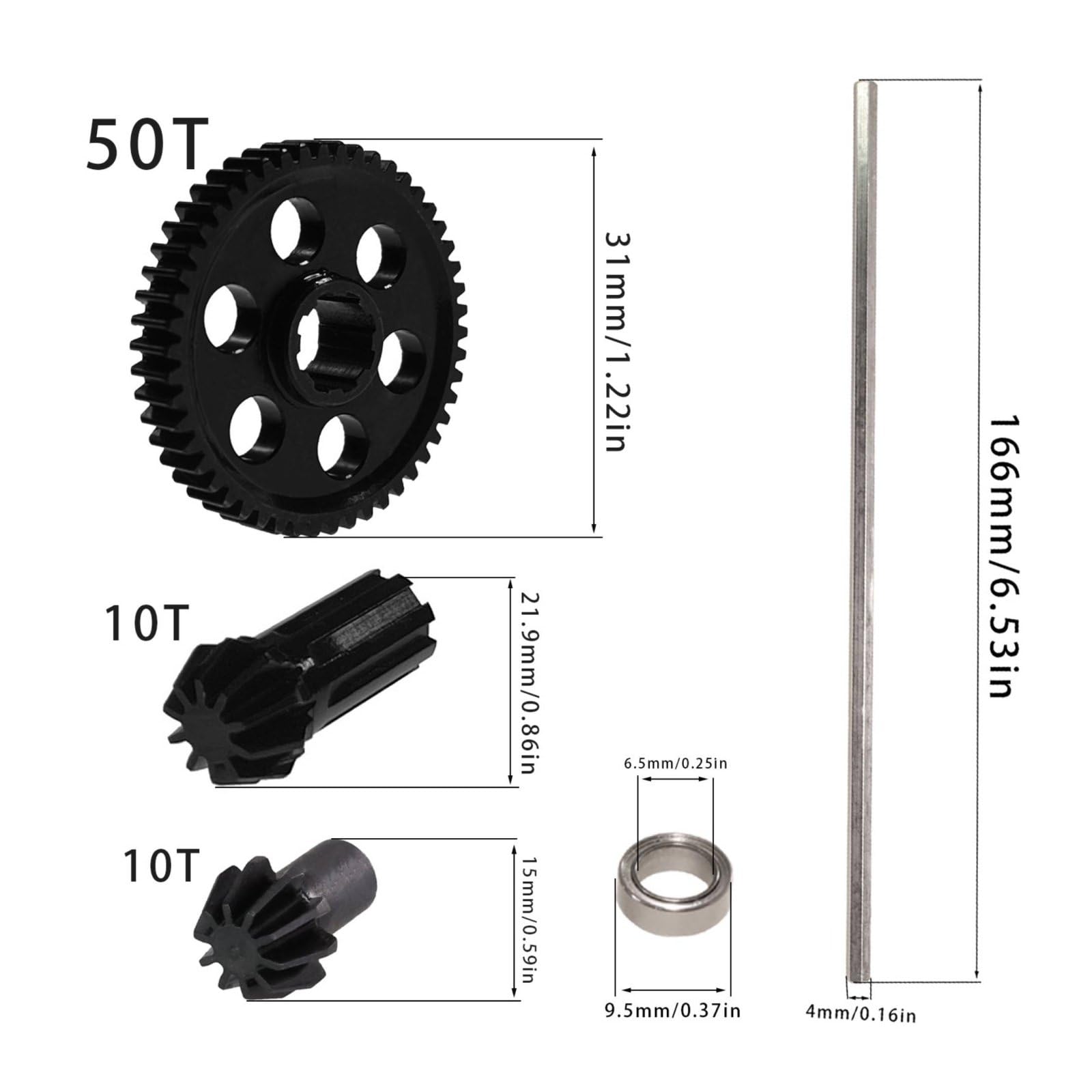 de Engranajes de Vehículo Kit Diferencial Conjunto Transmisión Eje de Propulsión con Engranajes Endurecidos y Caja de Aleación Sólida Resistencia y, Black, 1-16