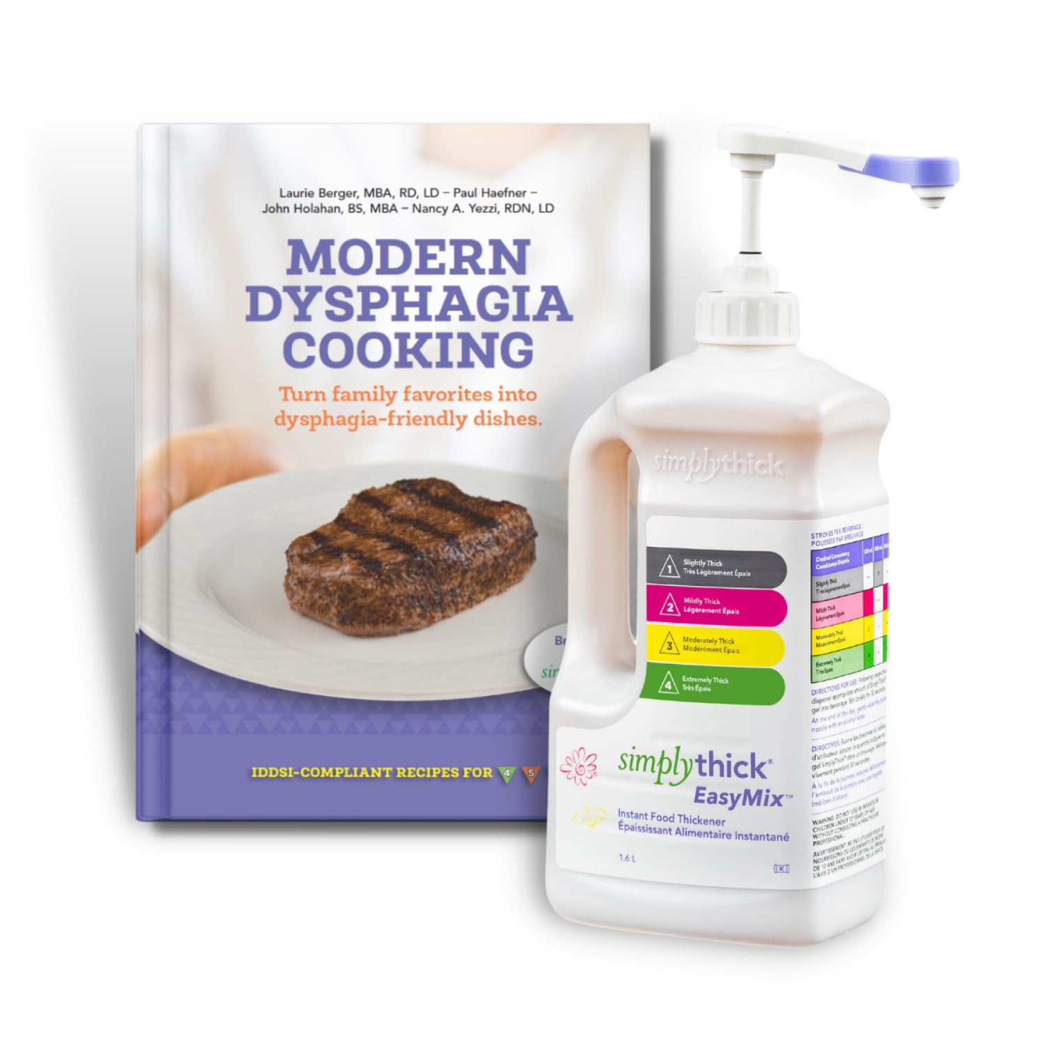 SimplyThick EasyMix Dysphagia Care Bundle | Includes 55 Fl Oz Simply Thick Gel Thickener Bottle with Pump and Modern Dysphagia Cookbook with Recipes for Those with Dysphagia & Swallowing Disorders