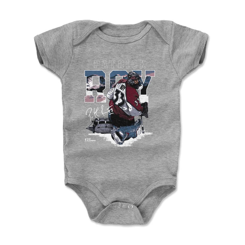 500 LEVEL Patrick Roy Baby Infant One Piece Bodysuit (18-24 Months, Heather Gray) - Patrick Roy Colorado City WHT
