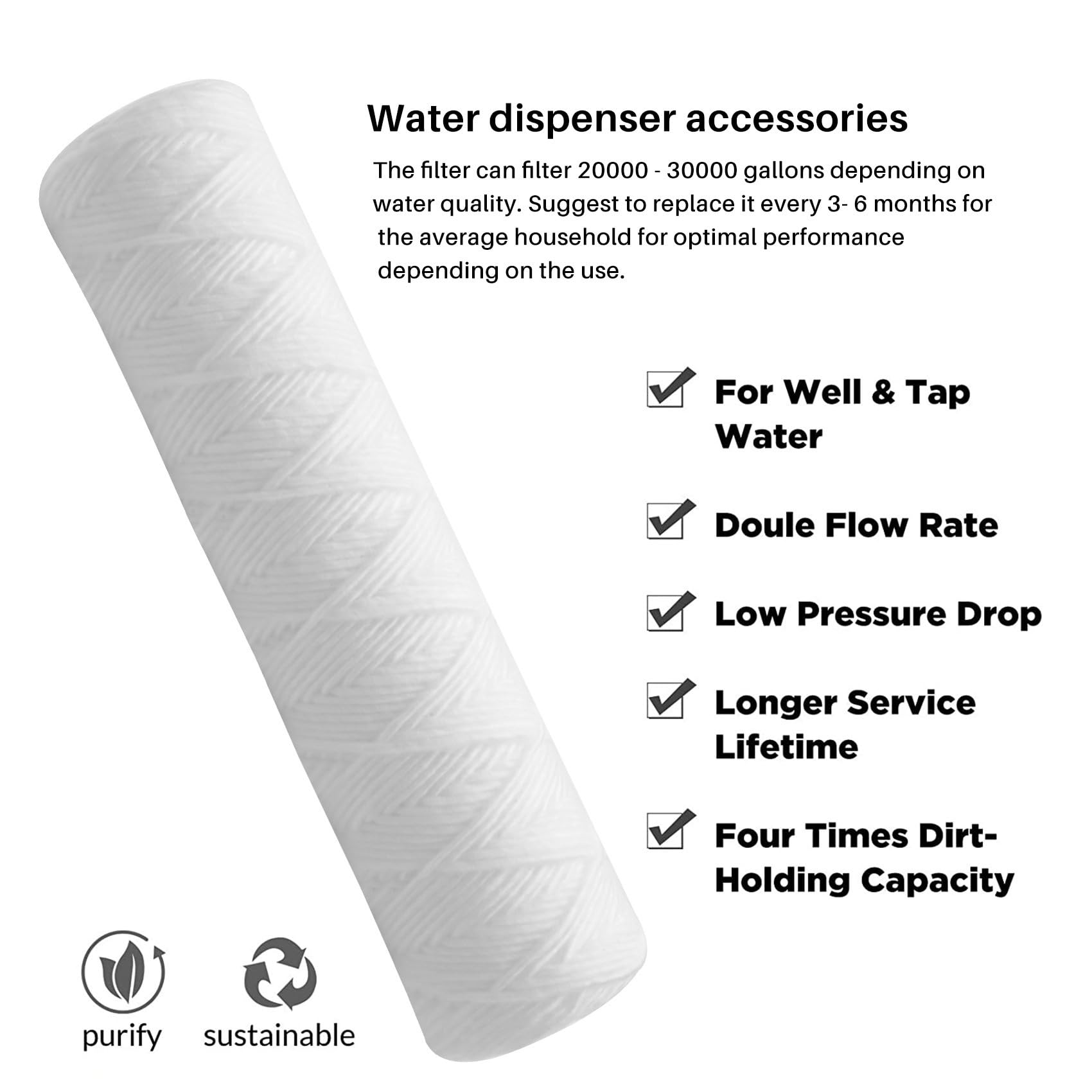 10 Mikron 10 X 2,5 Faden Gewickelte Sediment Wasser Filter Patrone Ganzes Haus Sediment Filtration, Universeller für 10 RO GehäUse