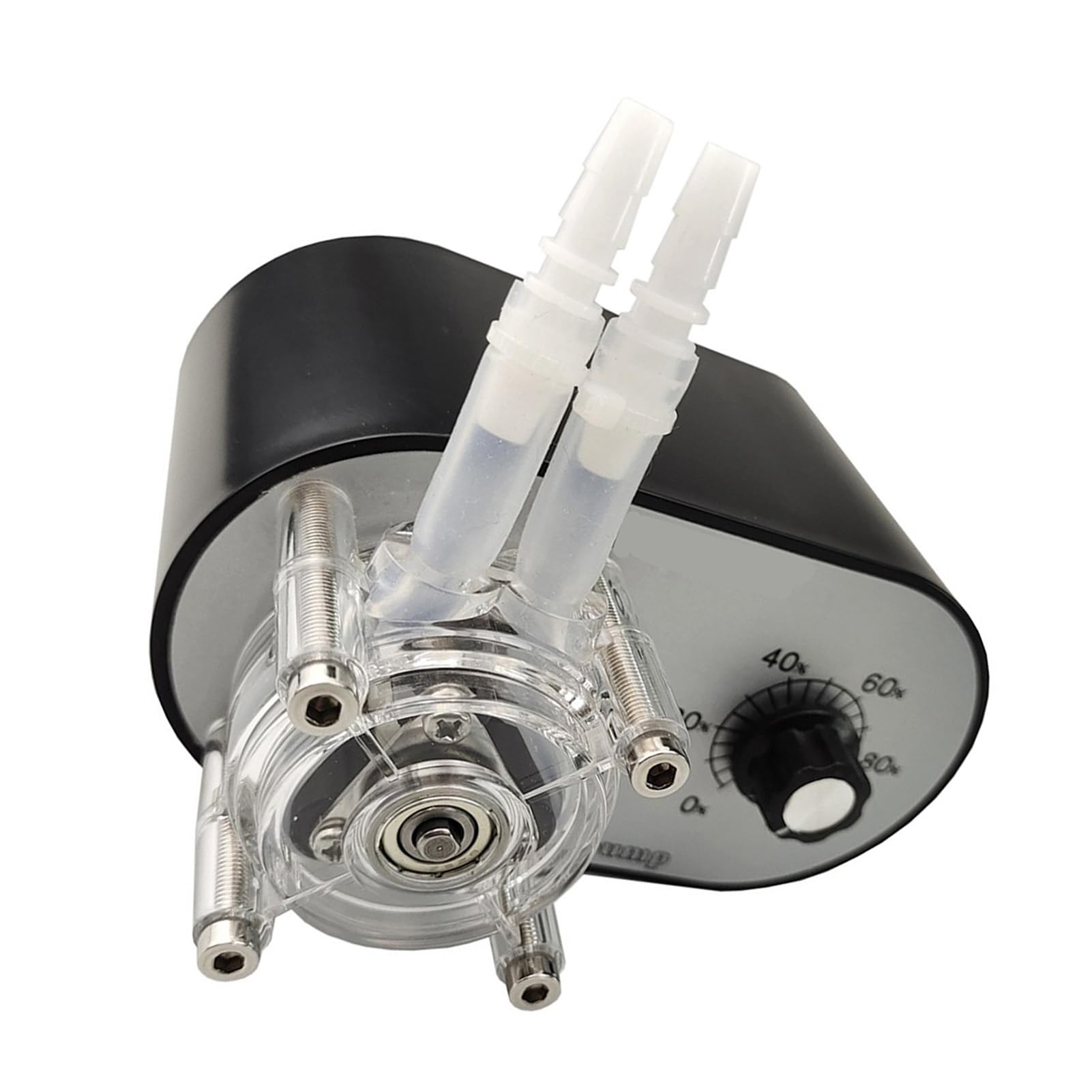 Bomba Peristáltica Bomba Dosificadora de Tubo G928A 114-500 Ml/min Botón único Ajustable 24 V 1 A Cabezal de Extraíble 3 Rodillos Autocebantes para Análisis (Negra)