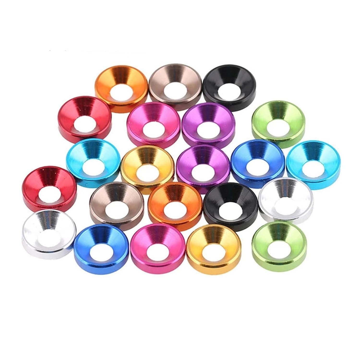 M2 M2.5 M3 M4 M5 M6 Aluminum Flat Washer Gasket Al Alloy Colourful Washer Gasket for Countersunk Head Bolt Model Flight 10pcs(Peach,10 PCS_M4)