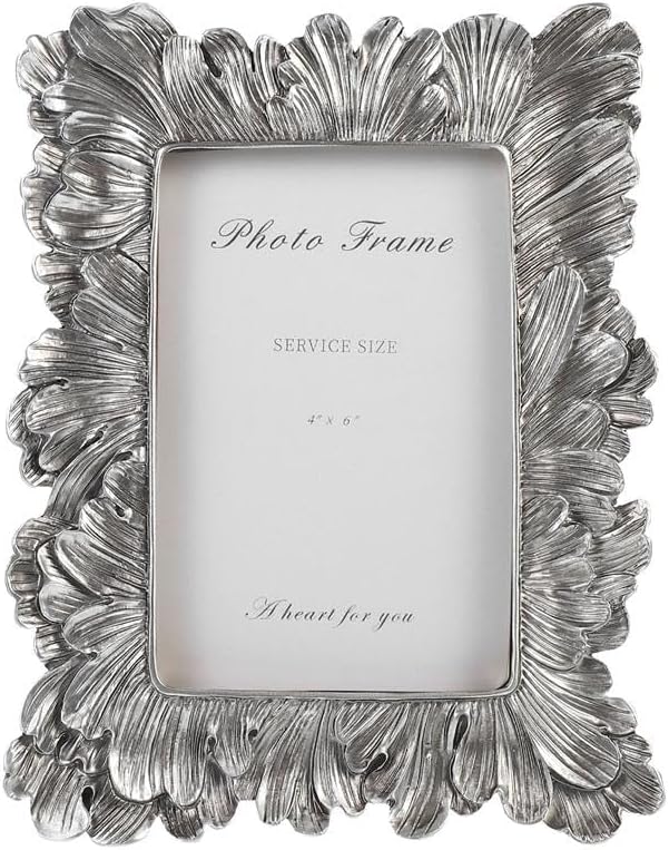 フォトフレーム額縁卓上ヴィンテージ樹脂ホルダーアンティーク装飾スタンド壁ホーム (Color : Silver)