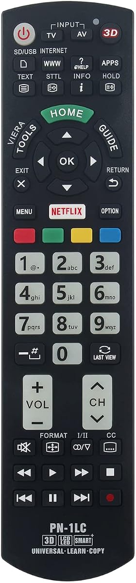 PN-1LC Replacement Learning Remote Control Compatible with Panasonic 4K OLED LCD TV N2QAYB000927 N2QAYB001013 N2QAYB001129 N2QAYB000177 N2QAYB000221 N2QAYB000321 N2QAYB000322