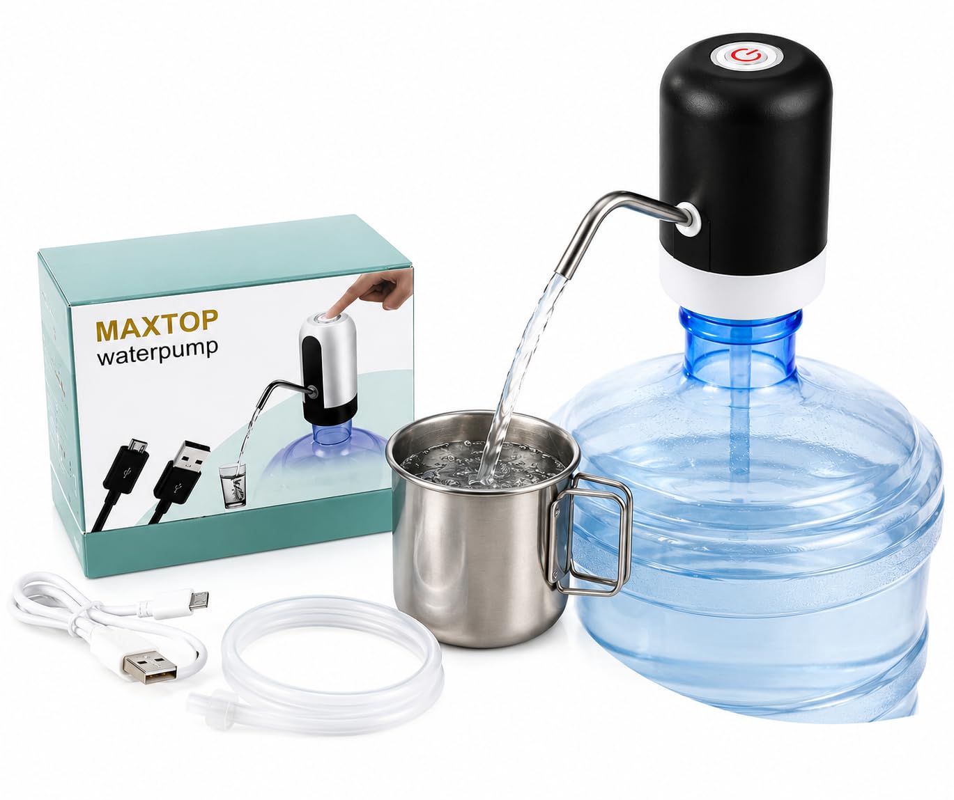 Automatic Water Bottle Pump Dispenser, USB Rechargeable Drinking Water Pump with One-Touch Operation, Portable Electric Water Dispenser for 2-5 Gallon Bottles, BPA-Free-image-42