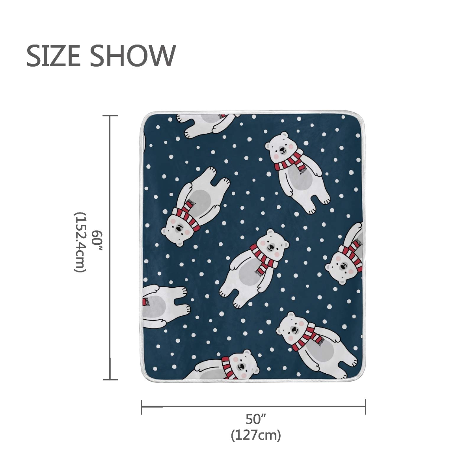Süß Polar Bär Decke Kuscheldecke, Warme, Gemütliche, Weiche Decke für Kinder, Jungen, Mädchen, Bettcouch (125 x 150 cm)