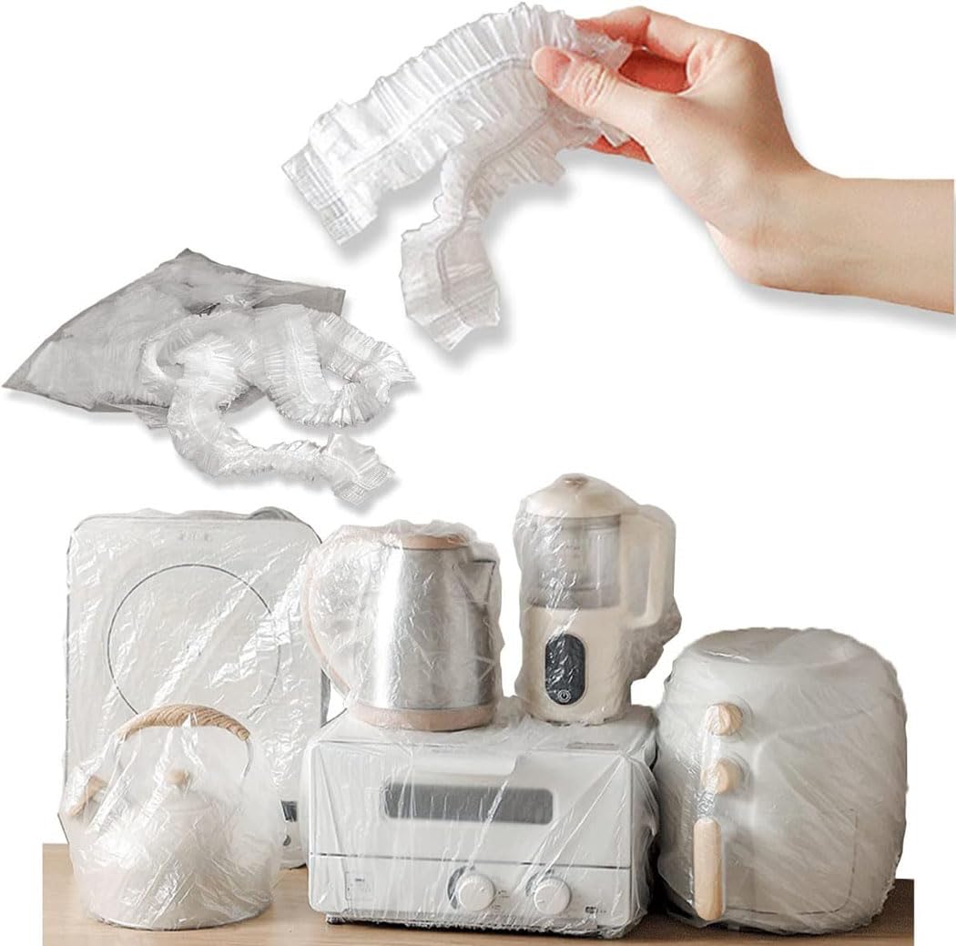 MRTURK REVHQ 60 Pcs Furniture Plastic Cover Dust-proof Disposable Thicken Upgrade Drop Cloth For Electric Cooker Oven Electric Fan