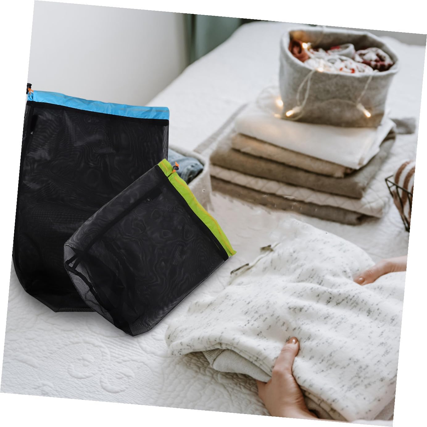 Milisten 1 Set Travel Compression Stuff Sack for Outdoor Gear and Clothing Durable Mesh Storage Bags for Camping Backpacking and Travel Reusable Design