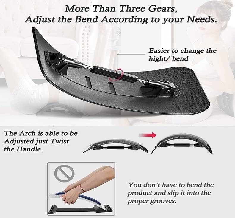 BIOPLJ Lumbar Support Spine Board with Adjustable Settings, Back Stretcher, Back Cracker Lower Back Pain Relief Device, Massager Cracker Board, Spine Relief Herniated Disc (black)