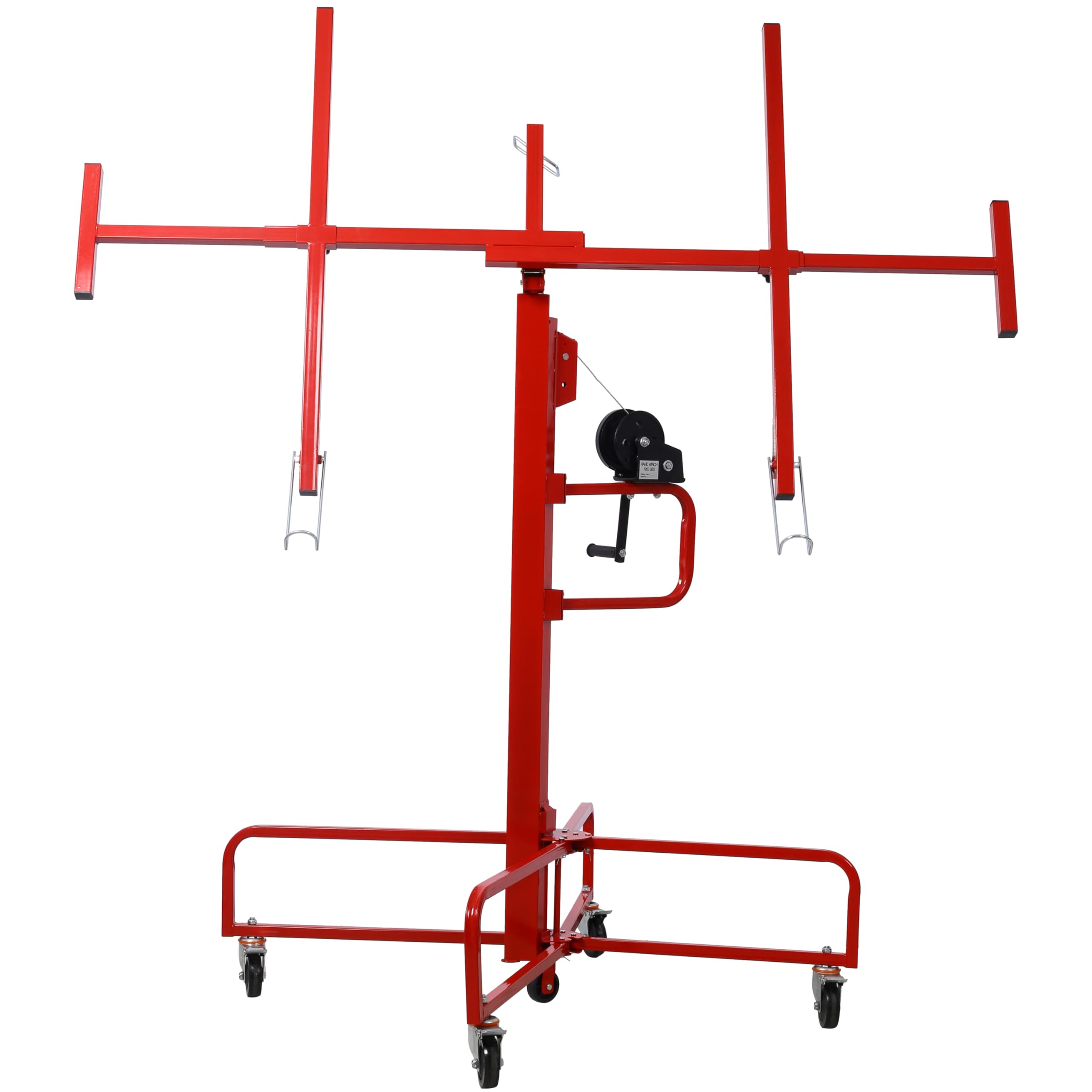ELOMBR 16FT Drywall Lift Sheetrock Lift, 150LBS Drywall Lift Panel Hoist with 4 Lockable Wheels for Ceiling, Drywall Rolling Lifter Panel, Drywall Jack Lift for Home & Commercial Use, Red