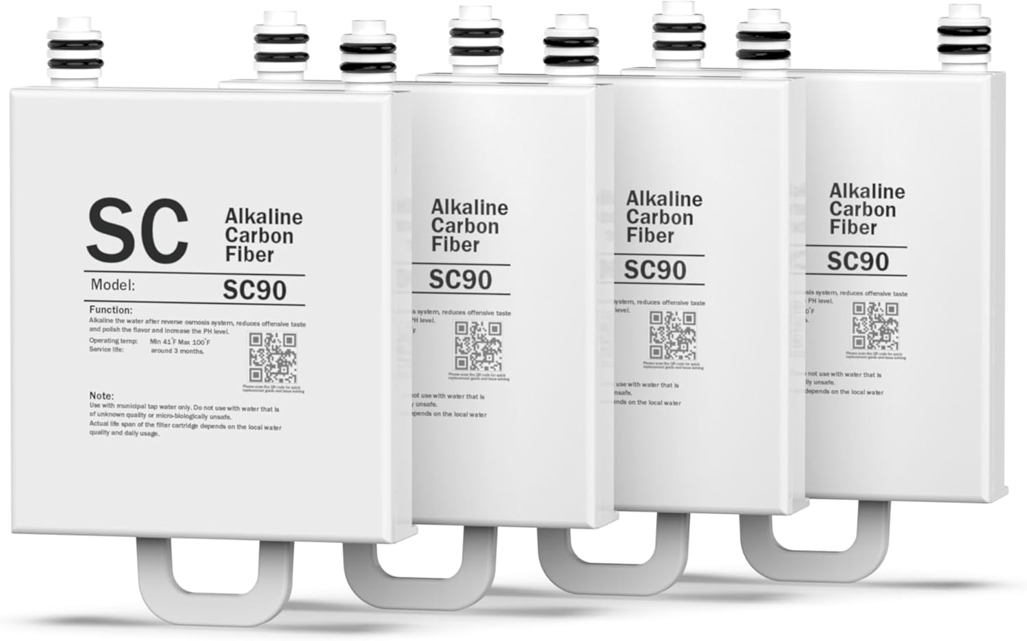 Frizzlife SC90 Replacement Post Filter Cartridge For WB99 Countertop Reverse Osmosis Water Filter System - Alkaline, Pack 4