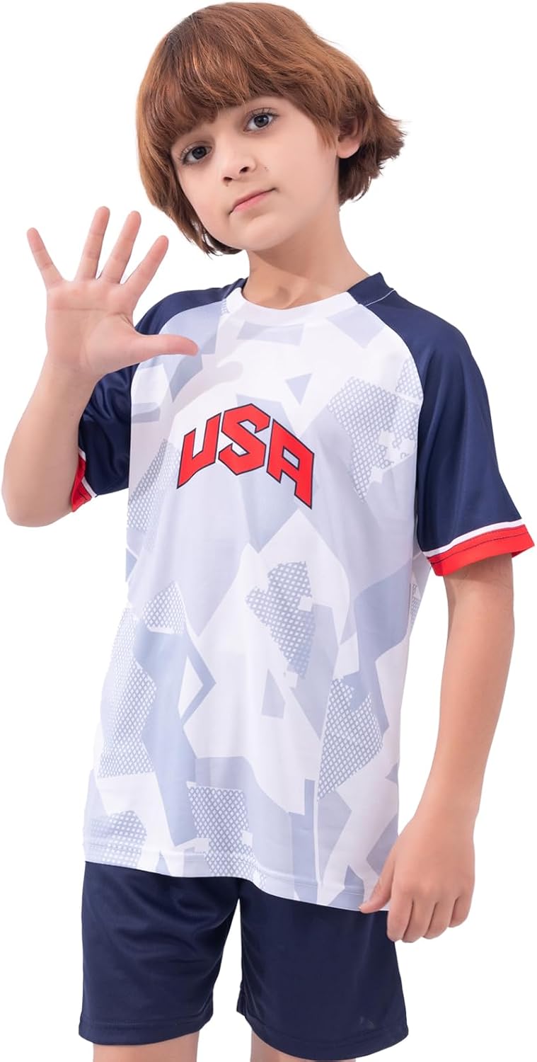 SURUIDA Kids Soccer Jersey Set for Boys & Girls - Breathable Youth Football Training Uniforms 4-16Y