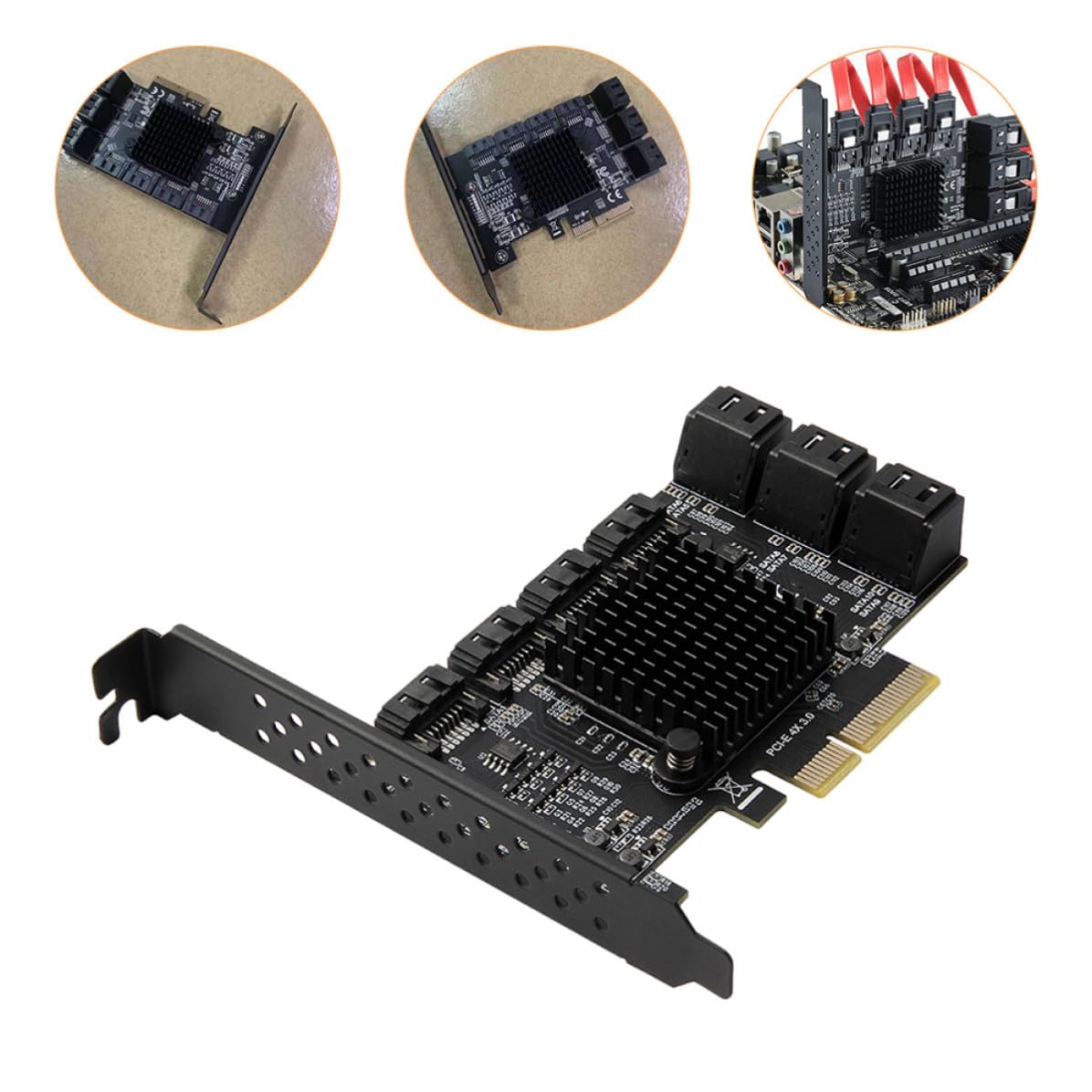 Housoutil Scheda Wifi Scheda di Espansione Pci-e X4 10 Porte Sata3.0 per PC Stabile e Veloce per Workstation e Computer Desktop