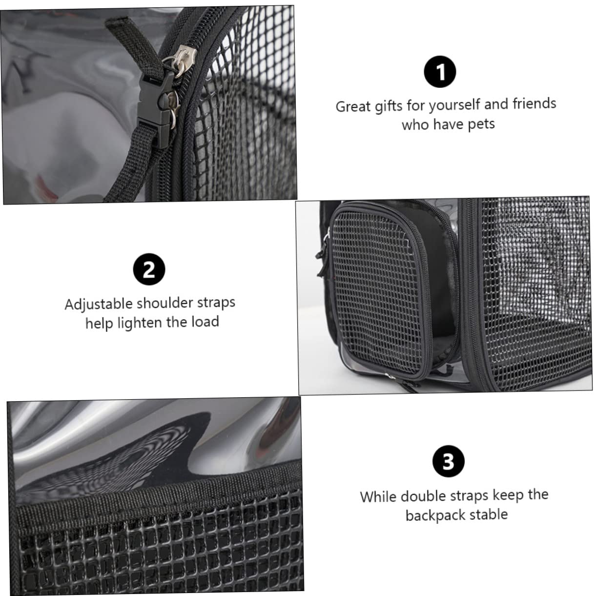 Borsa Trasporto Gatto Traspirante e Comoda, Oxford Nera | Grande Capacità, per Hiking e Viaggi, Design a Tracolla per Spostamenti Pratici
