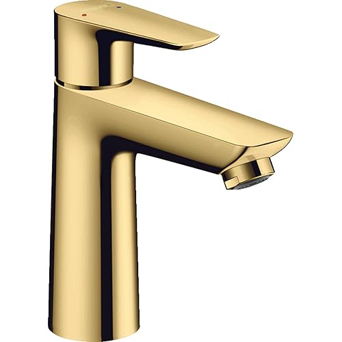 hansgrohe 71712990 Talis E Single Lever Washbasin Mixer Tap 110 Without Drain Fitting Look, Polished Gold Optic, spout Height 110 mm