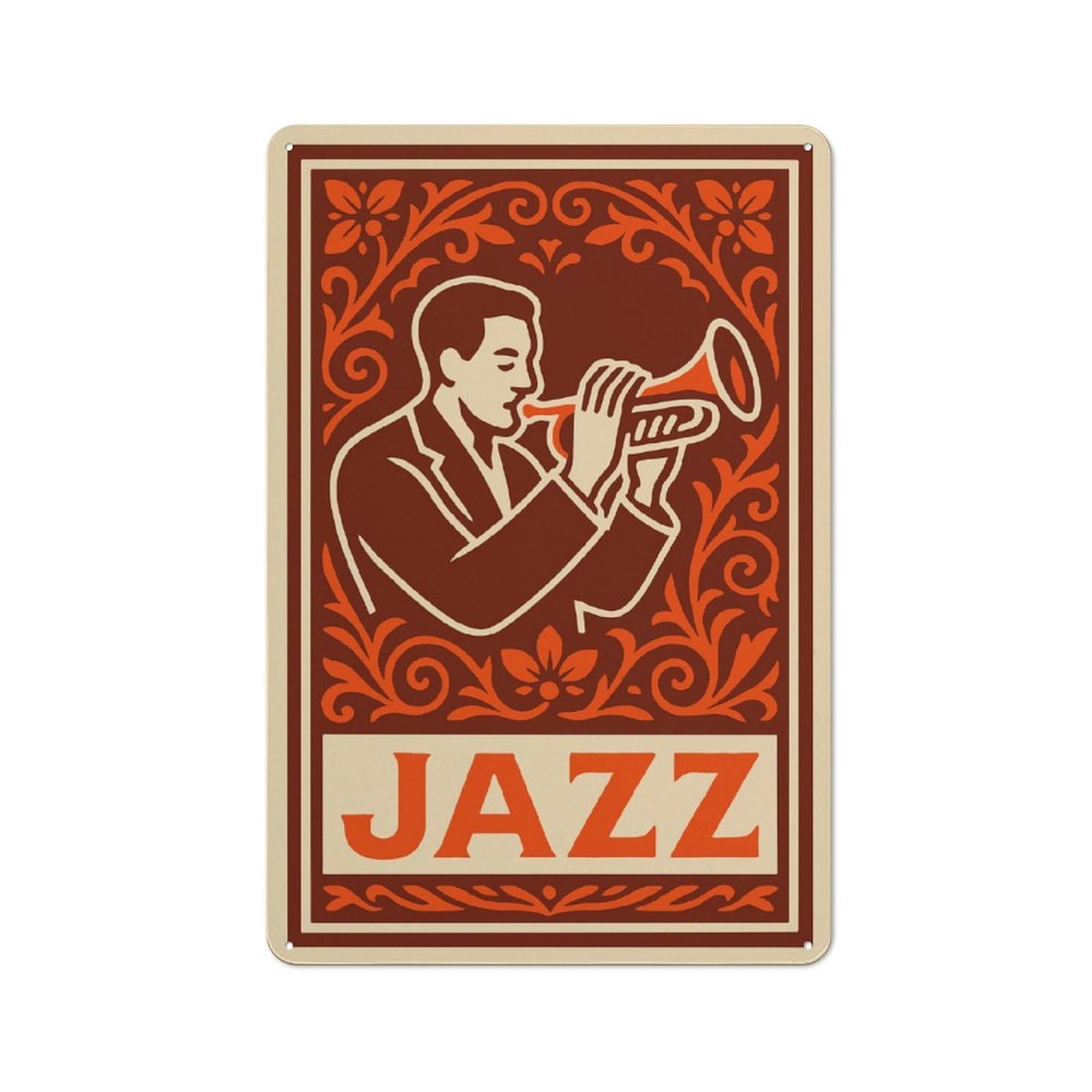 Junmoney Style-16 Jazz Musician Playing Trumpet Vintage Metal Wall Art Sign 30X20cm, Vintage Old Style Wall Plaque For Living Room, Hallway, Kitchen Or Cafe
