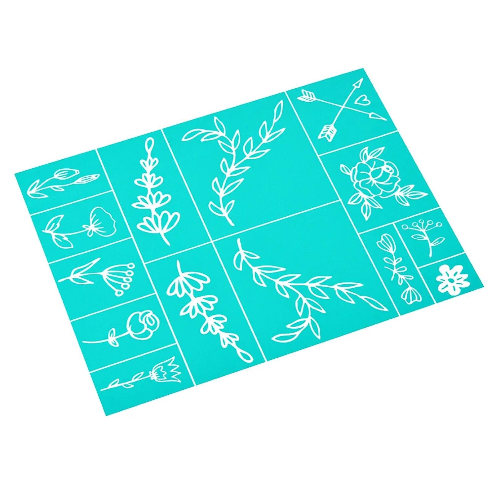 MANGOUSONG Screen Printing Kit,8x11cm Floral Design Silk Screen Stencils Reusable Silkscreen Print Kit for Printing Handbag Decoration Template Seal Tool