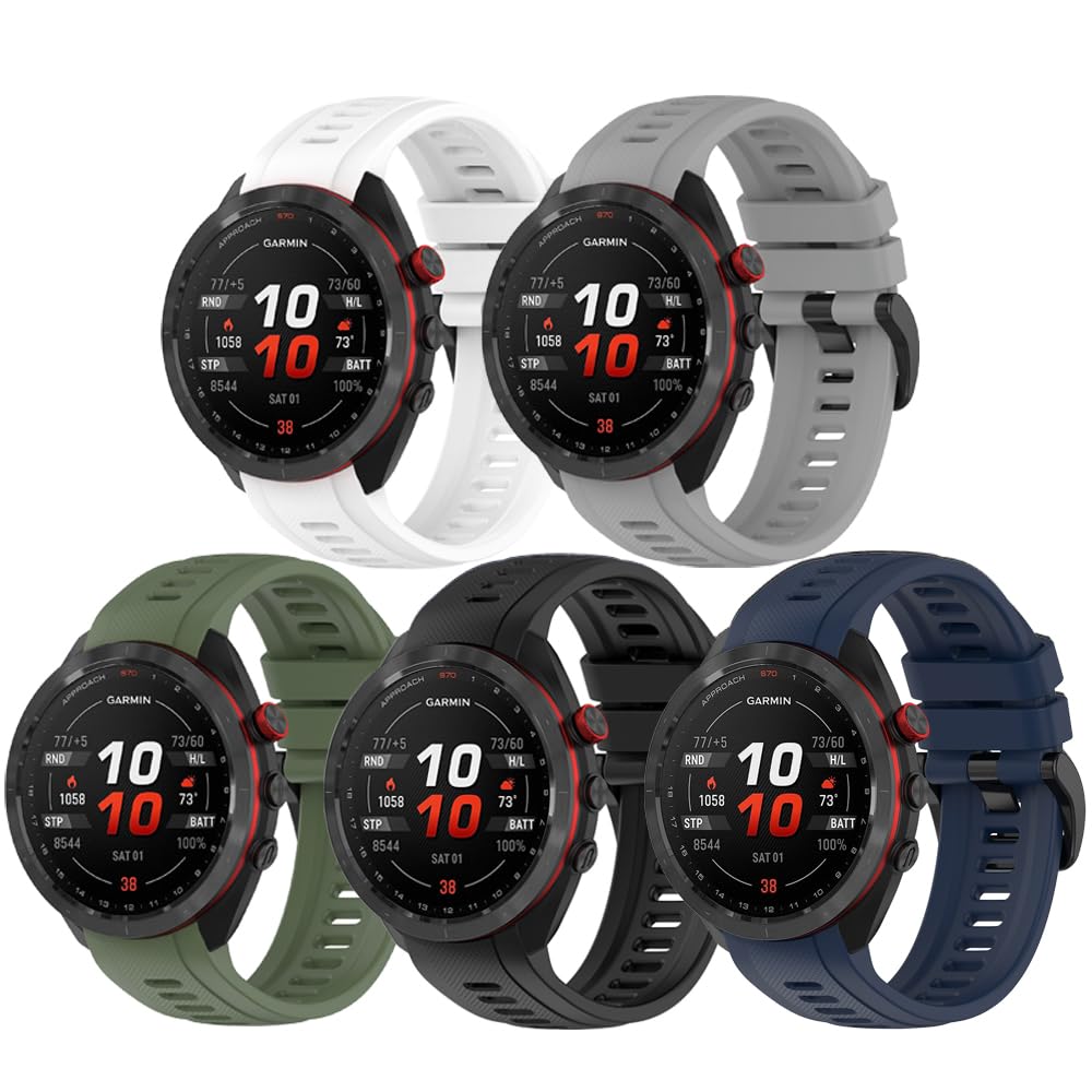Compatible with Garmin Approach S70 42mm, 20mm Width Soft Silicone Wristband Replacement Strap WatchBand for Garmin Approach S70 42mm Smartwatch