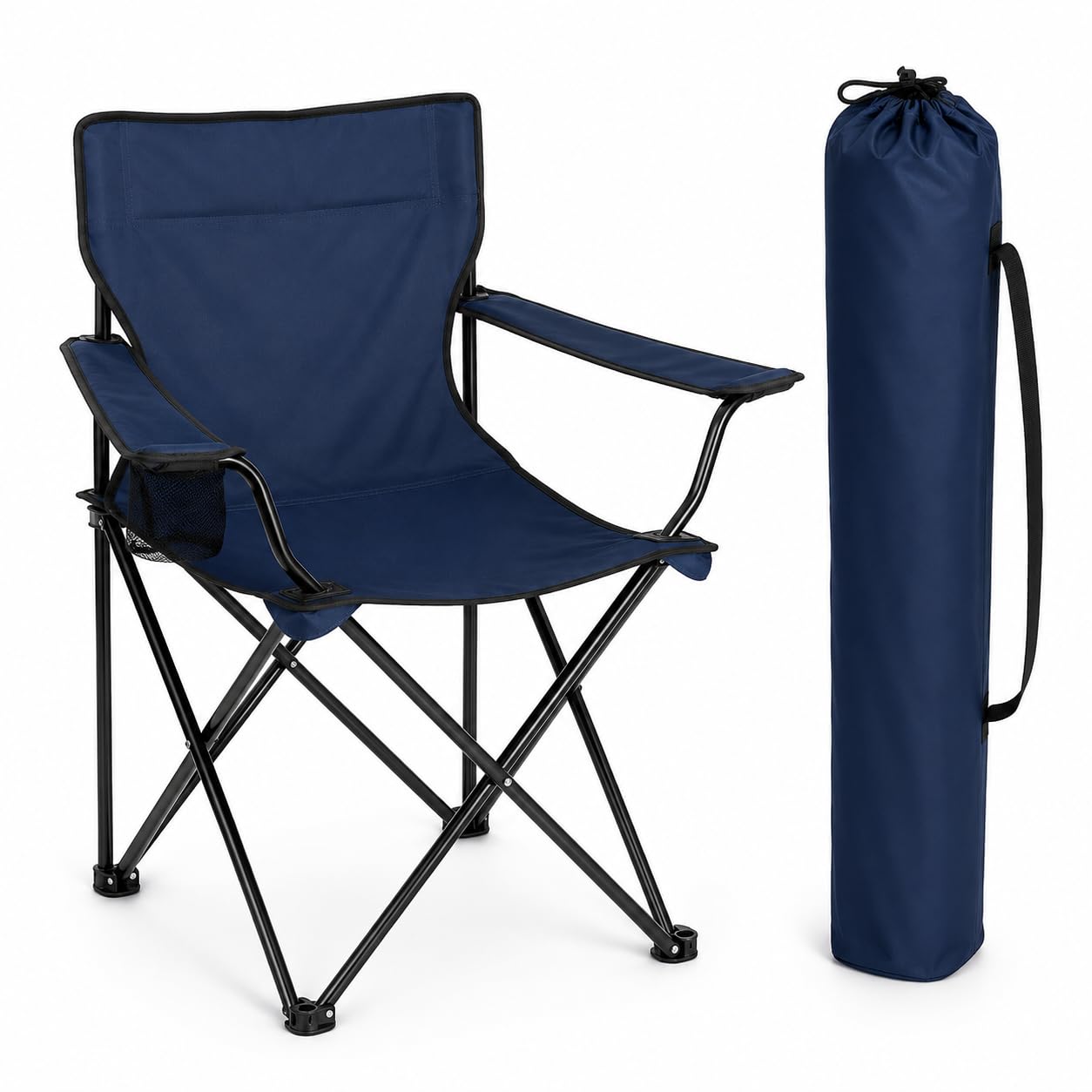 Folding Camping Chair with Side Pocket - Portable Foldable Chair for Home, Balcony, Garden, Travel, Beach & Outdoor | Comfortable Easy Relax Chair with Carry Bag-image-41
