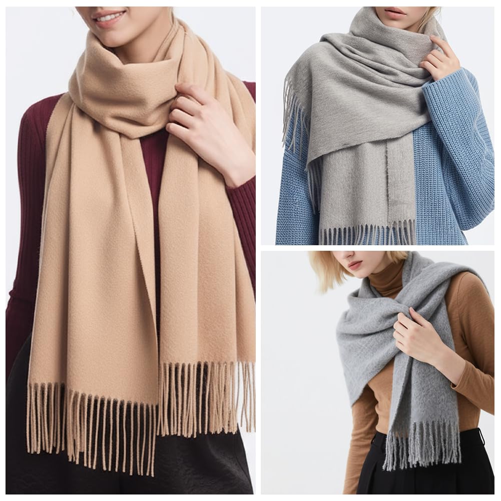 Bufanda de Lana para Mujer 200×70cm Tacto Cachemira Invierno Grande Suave Caliente Regalo con Caja Chal y Manta Elegante