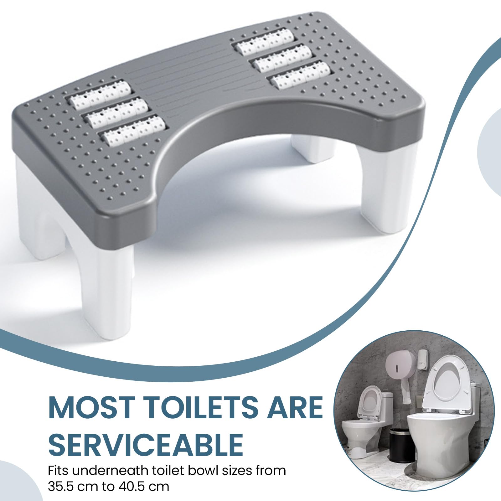 Sgabello Per WC SAFIGLE In PP Ispessito, Alto 34 Cm, Stabile E Versatile, Per Anziani, Gestanti E Uso Ospedaliero