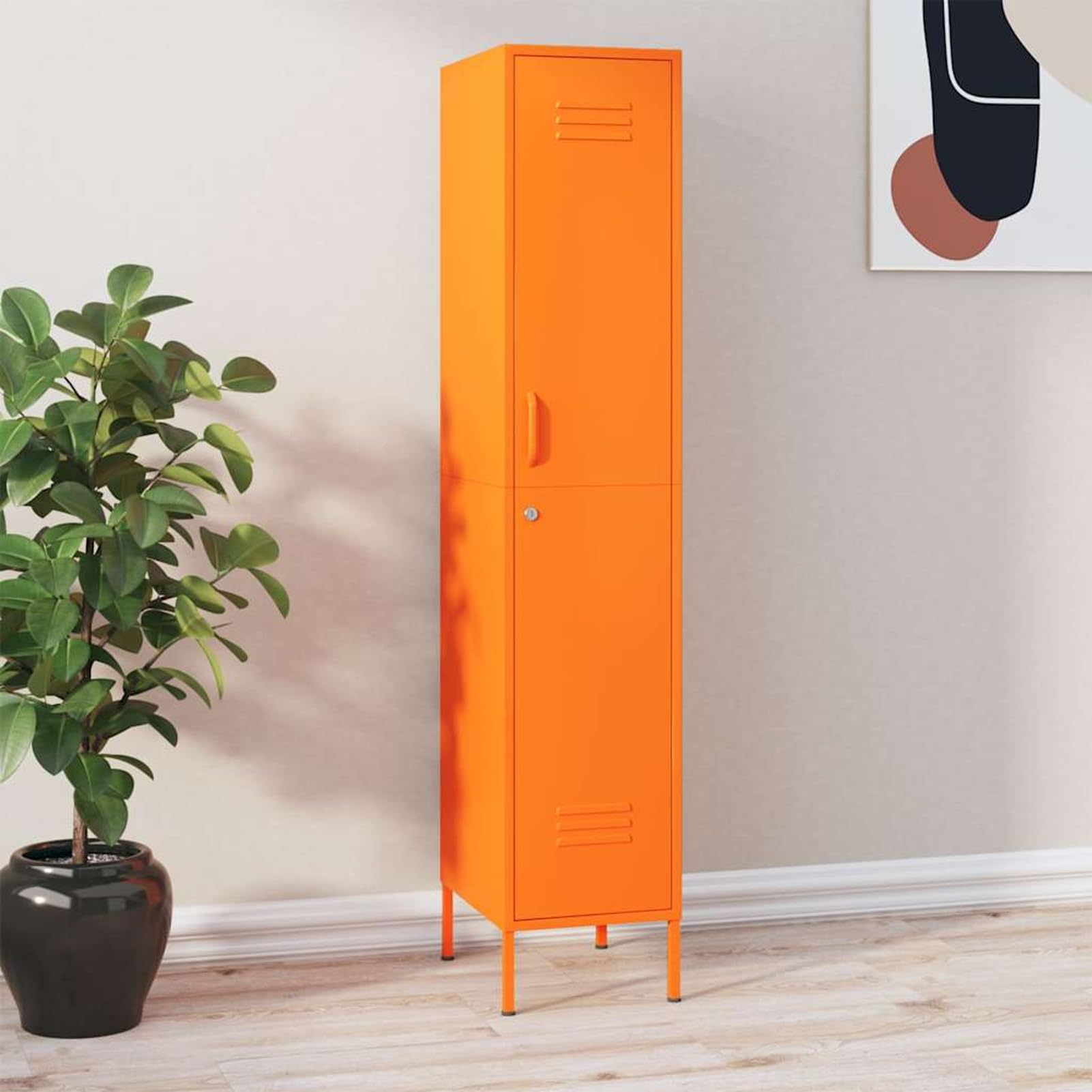 Tidyard Armadio in Acciaio Arancione 35x46x180 cm con 4 Ripiani Regolabili e Serratura per Ufficio e Casa 336255