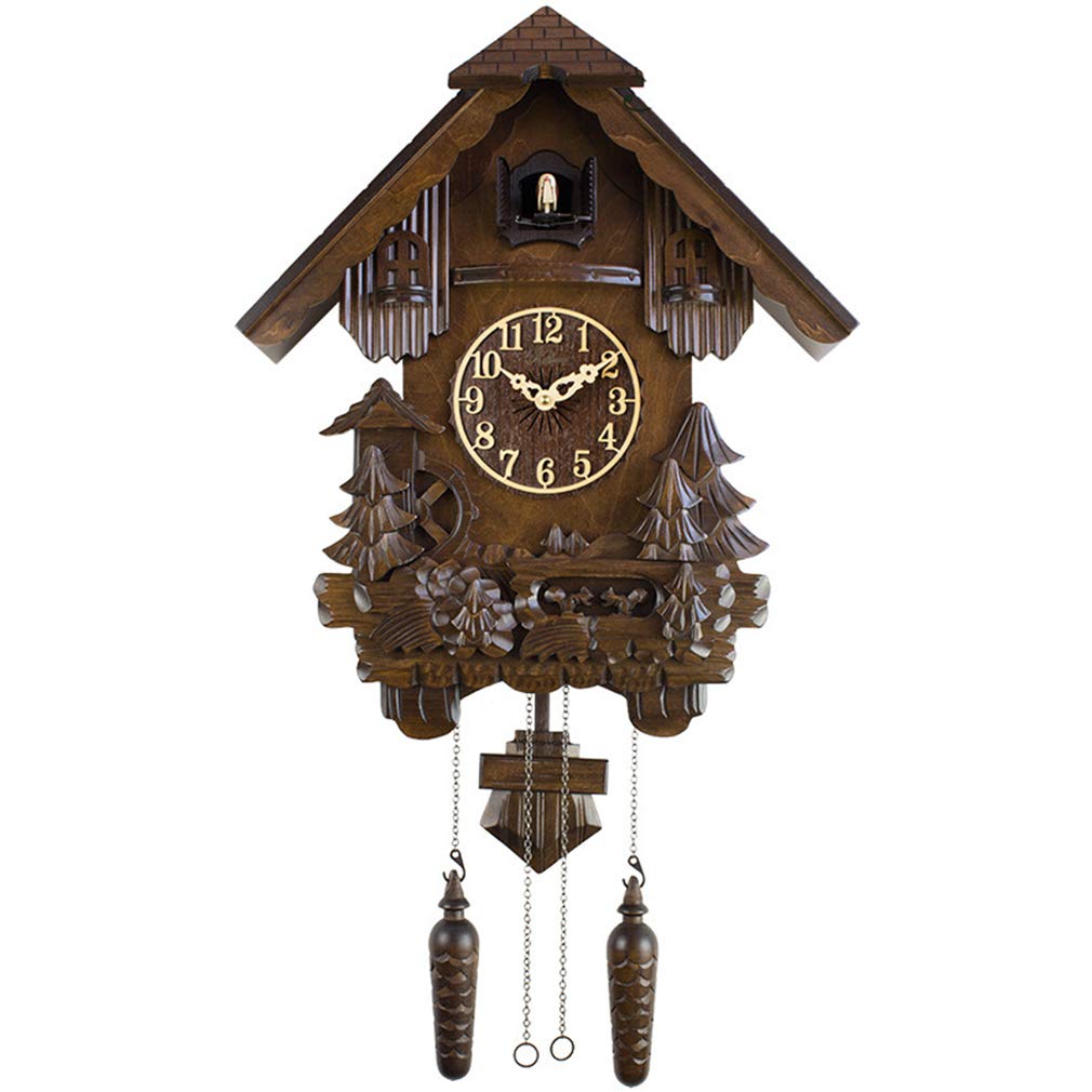 Cuckoo Clocks, Wooden Quartz Cuckoo Clock Antique Clock- Hand Carved, for Study Room, Office, Bedroom, Living Room, Etc,B