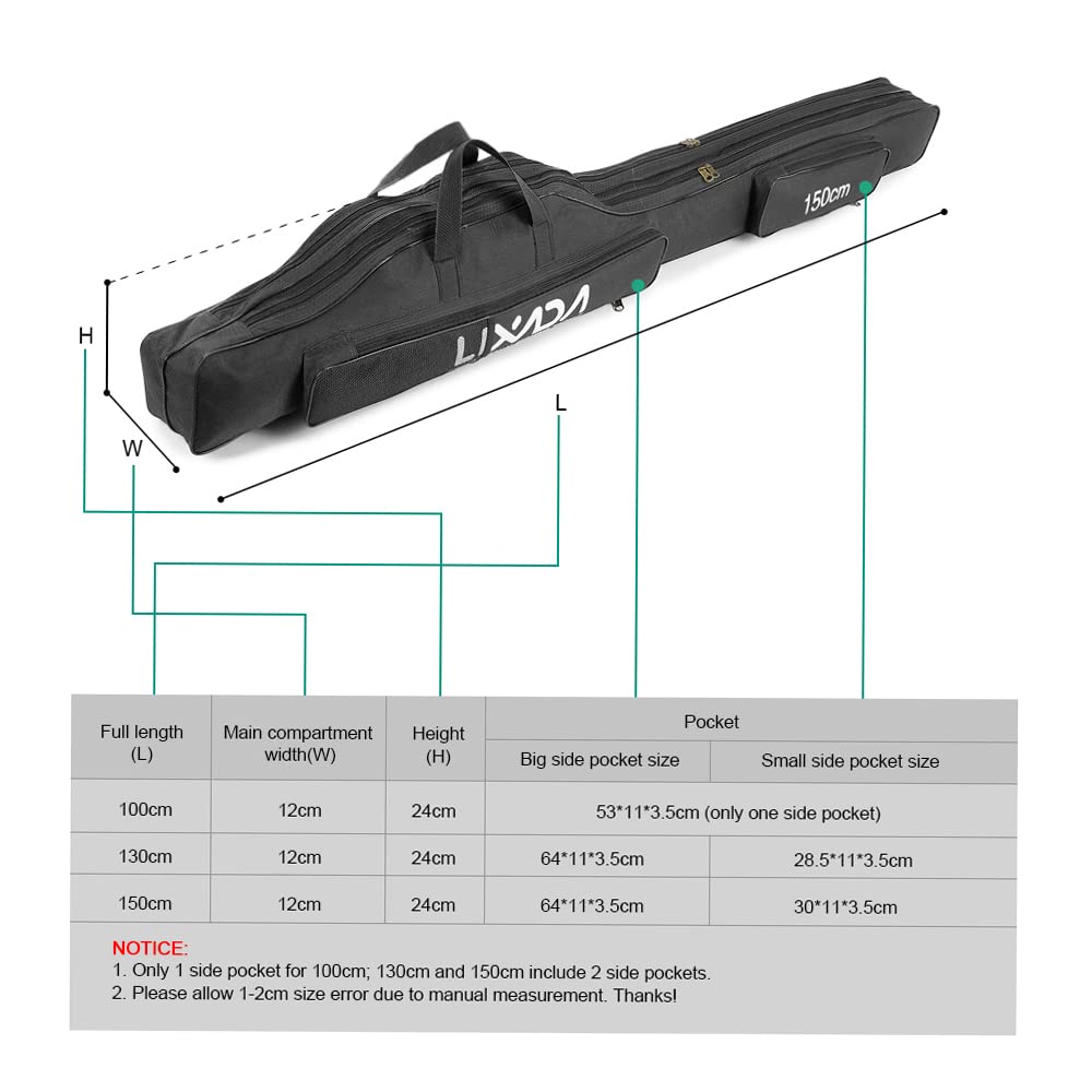 Borsa da pesca, 170 cm, portatile, pieghevole, per canna da pesca, attrezzatura da pesca, borsa da viaggio, organizer