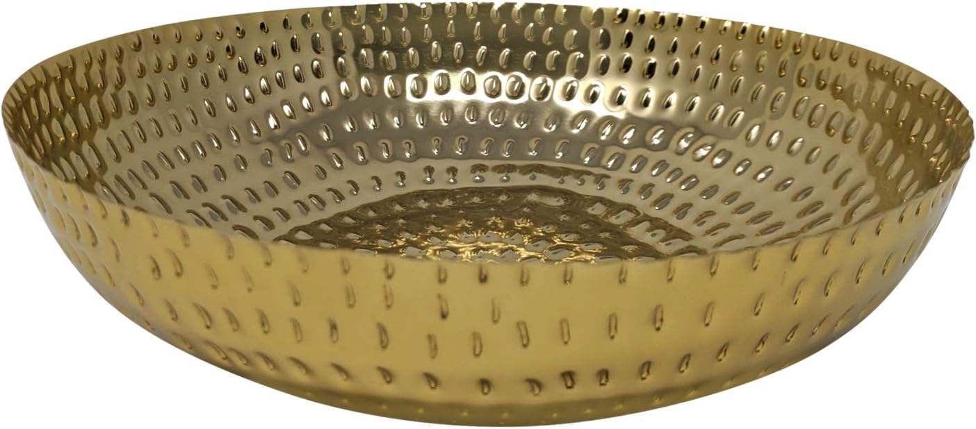 LaLe Living Plateau oriental Tepsi - Rond en fer argenté - Diamètre : 37 cm - À utiliser comme plateau de service ou plateau décoratif pour bougies, vases ou couronne de l'Avent