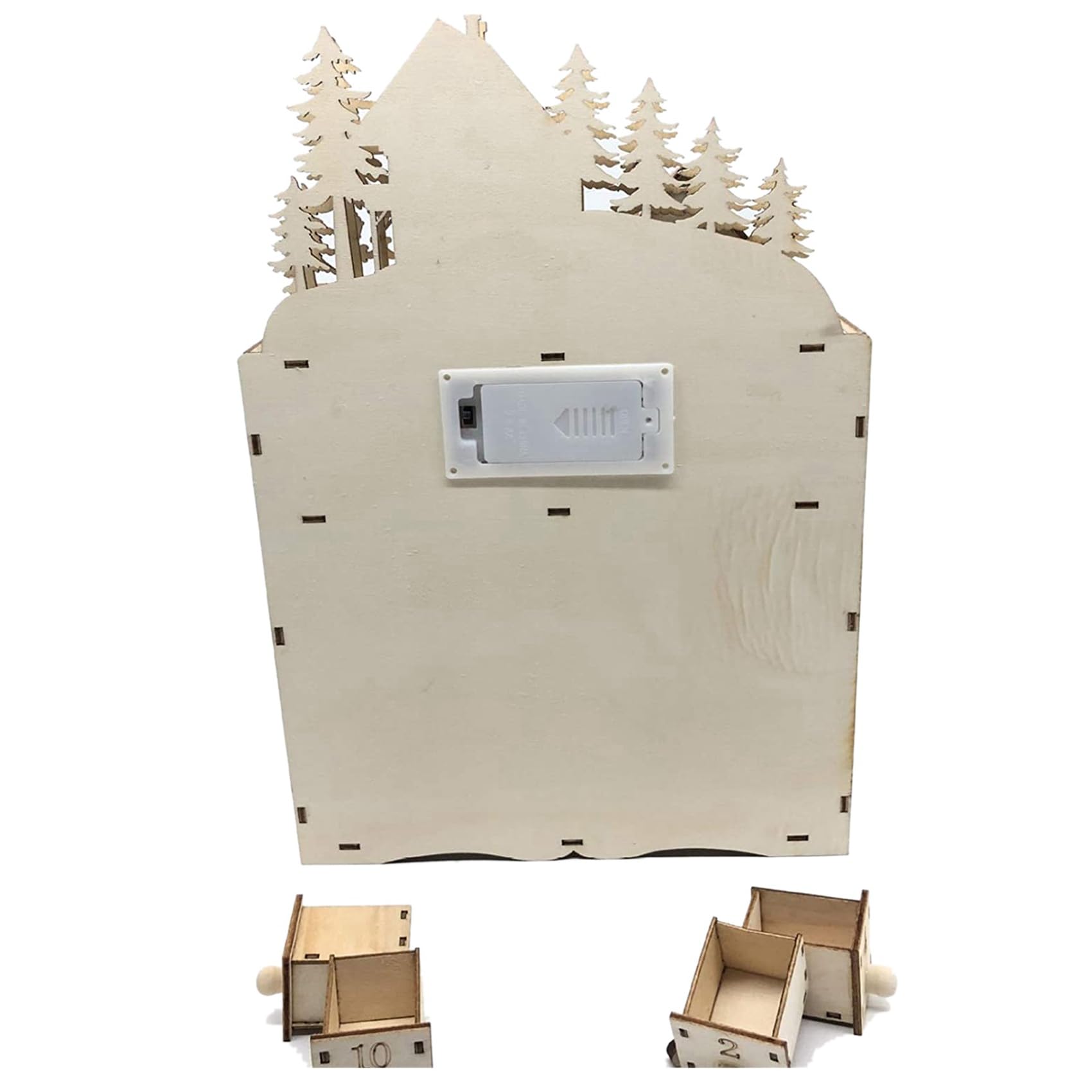 Daconovo 2X Calendario de Adviento de Navidad de Madera Cuenta Regresiva para Navidad Decoración Navideña LED 24 Cajones con Luz LED