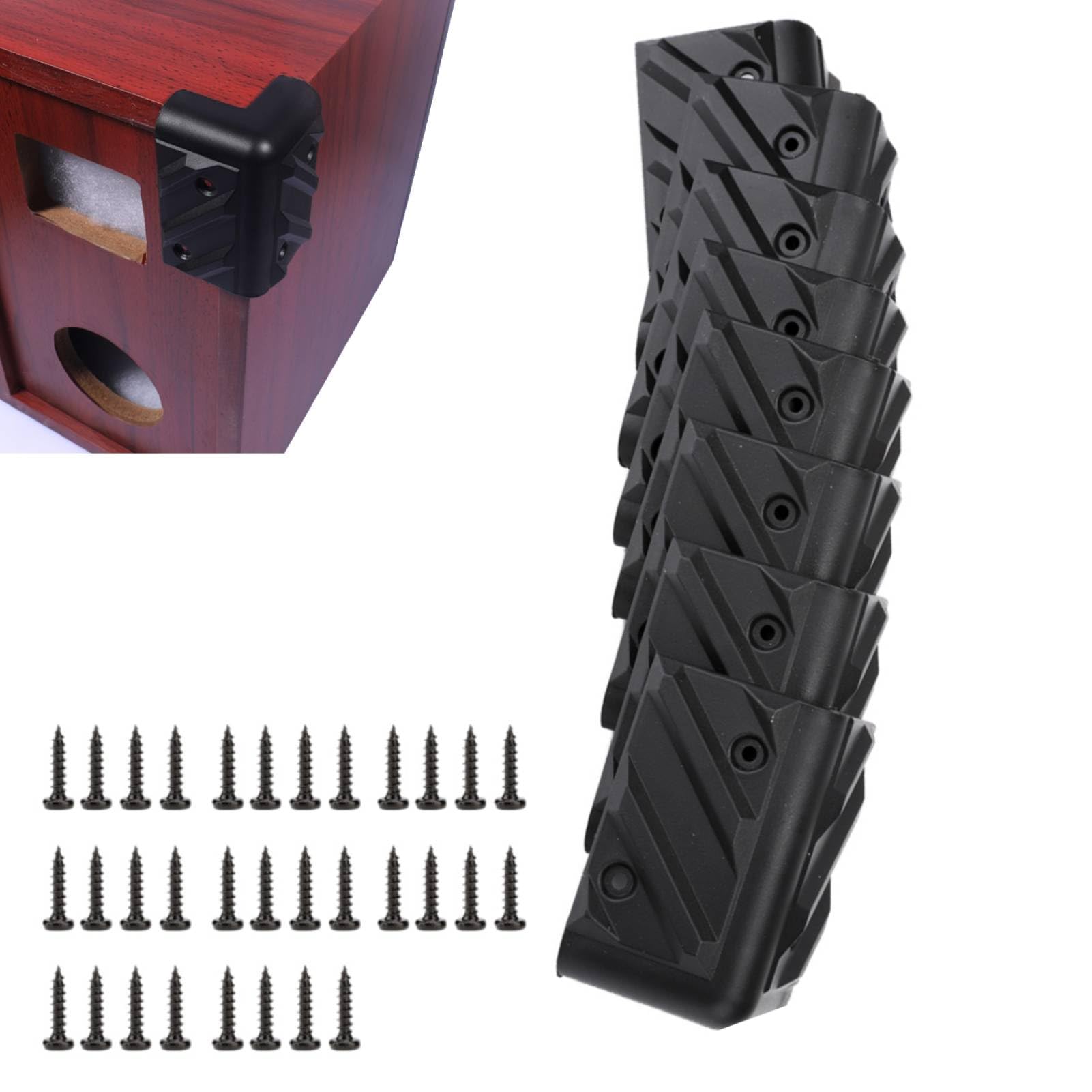 Cyrank 8 Pezzi Protezione angolare Altoparlante, Ispessimento dell'Armadio, Protezione d'angolo, Protezione angolare Angolo Rettangolare con Kit a Vite per l'amplificatore di Chitarra Mobile Stopaker