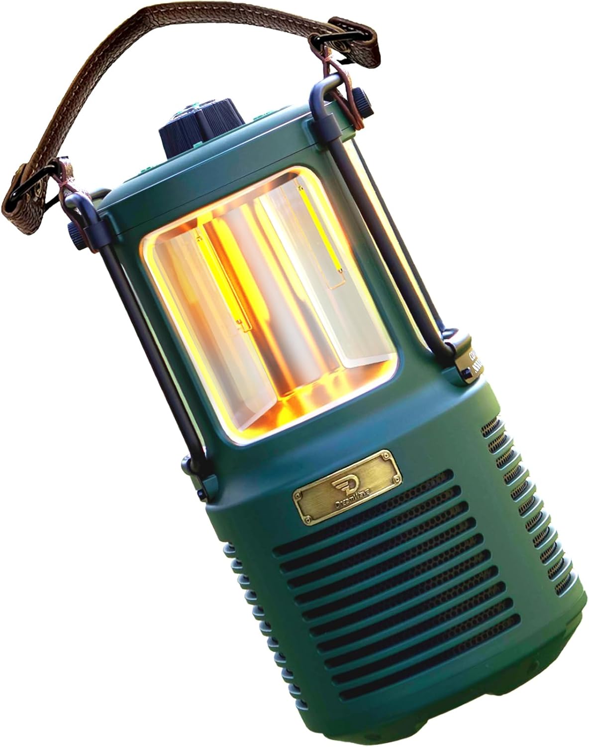 Dreamwave Conqueror Lantern Speaker, 30W RMS / 60W Max Portable Outdoor Camping Bluetooth Speaker with Light, 29H Playtime, IP66 Waterproof Dustproof, Bass & Treble EQ, TWS Stereo, Forest Green