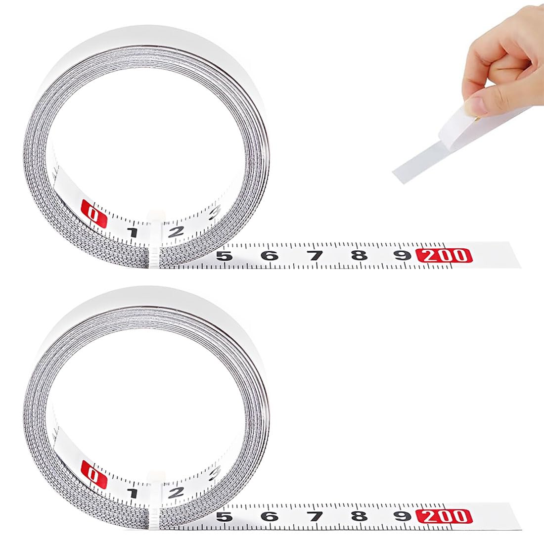 Cinta Métrica, 2 Piezas Autoadhesiva, Regla De Escala Métrica, Acero, Dirección Izquierda A Derecha, Tamaño 2 M, Color Blanco, Para Carpintería