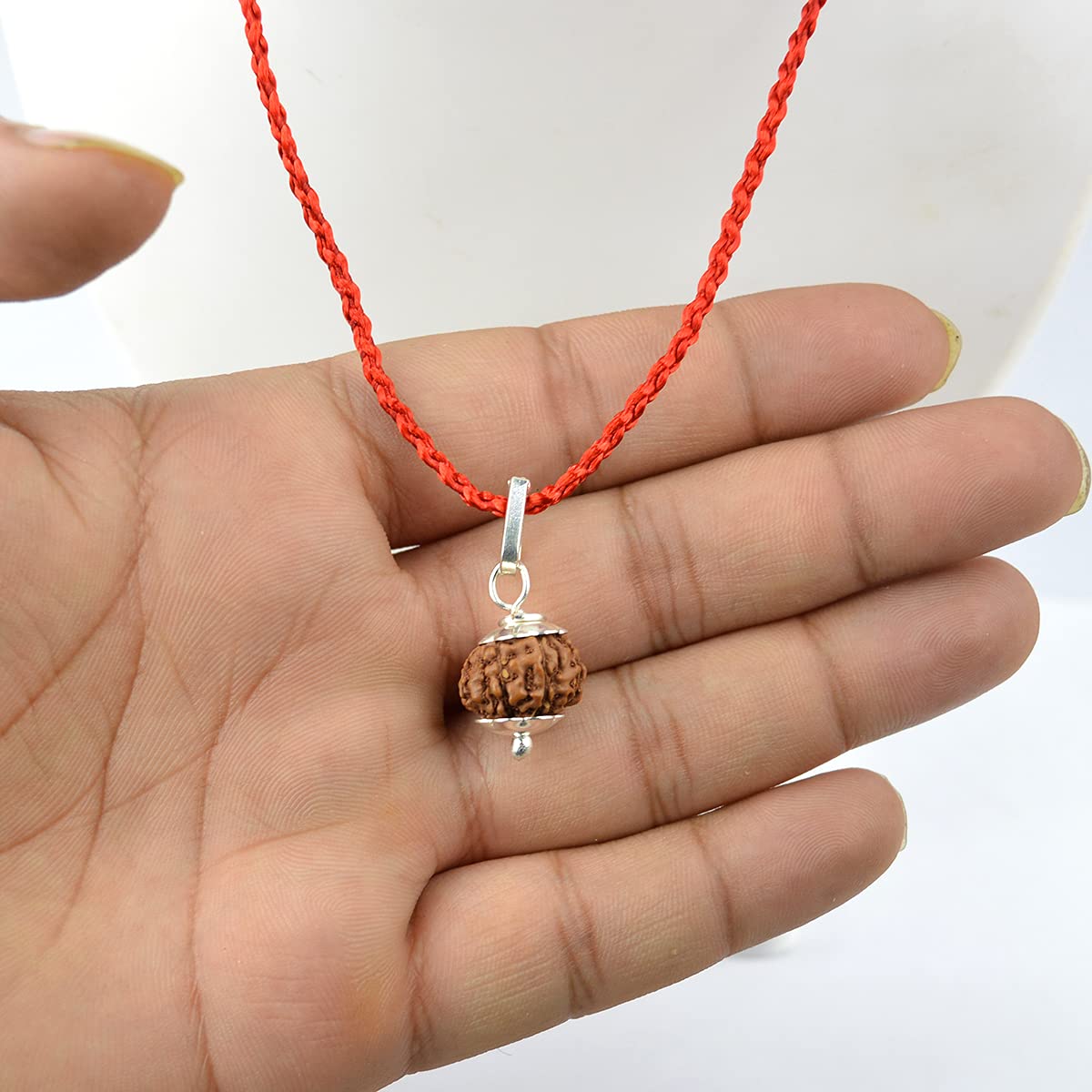 Reiki Crystal Products Certified 4 Mukhi Rudraksha Four Faced Pendant Locket (Brown) for Unisex Adult 1