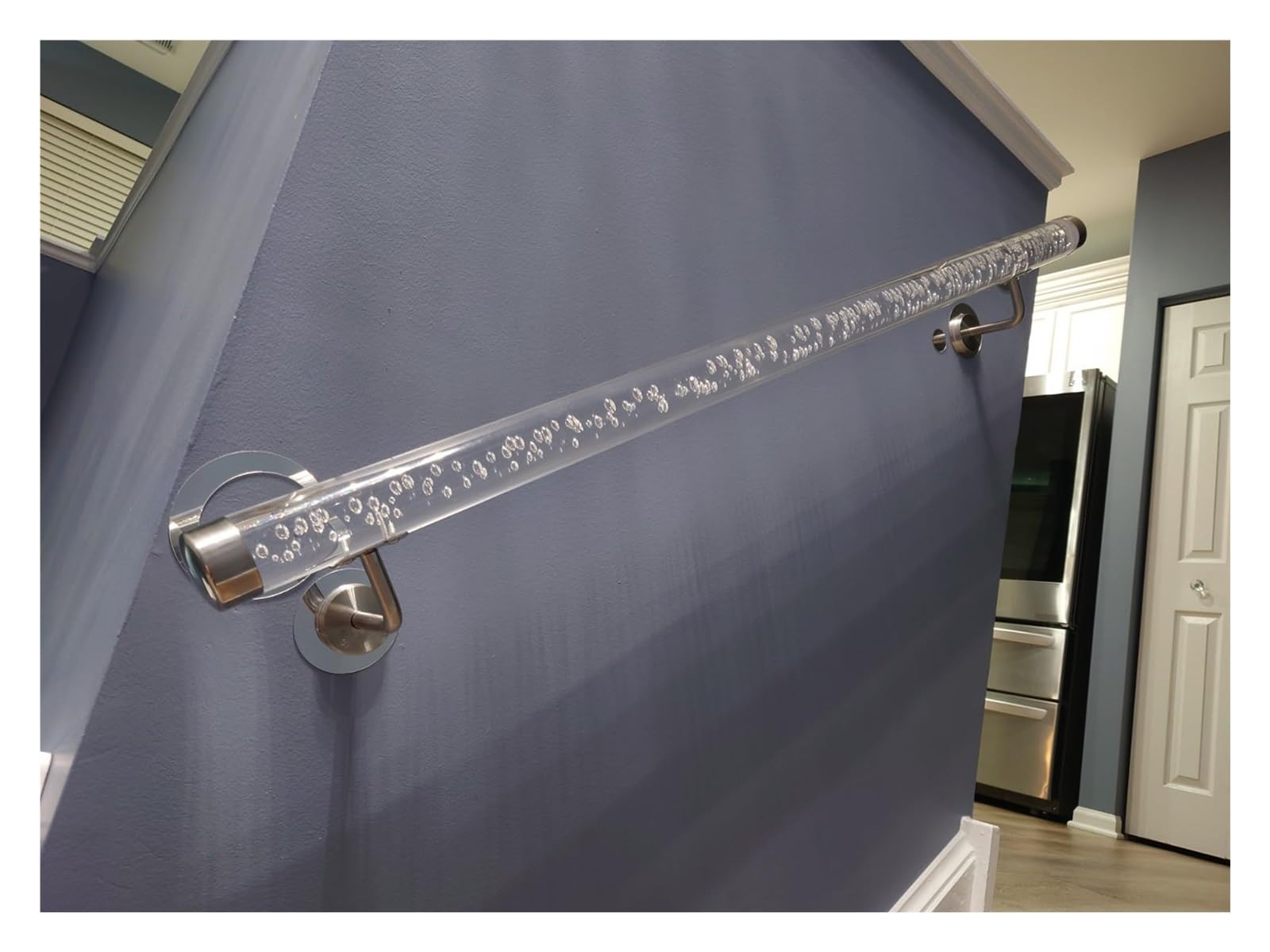 Gyeqxkt Clear Sturdy Acrylic Handrail For Indoor/Outdoor Stairscustom Length 12.5Ft (380Cm) With Silver Bracketsdurable Weatherproof Modern Design
