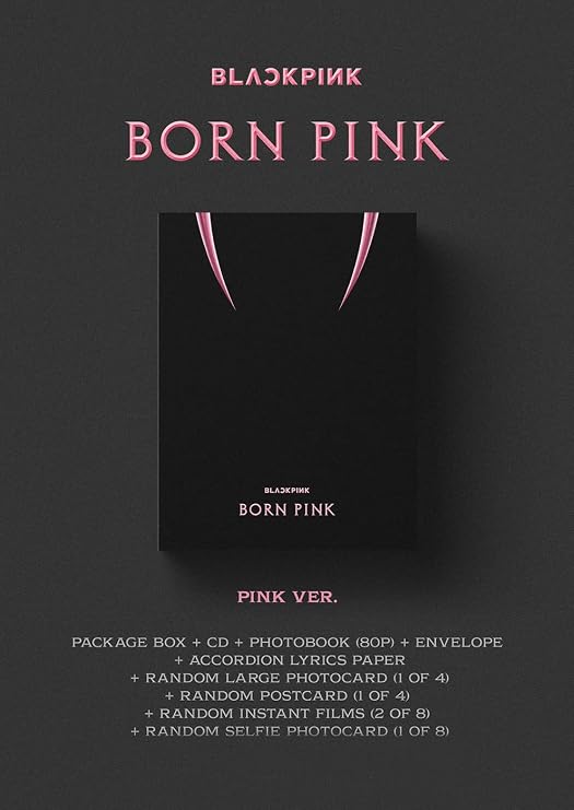 YG PLUS BLACKPINK - [BORNPINK BOX SET] (PINK VERSION) 2nd Album CD + Photobook + Envelope + Lyrics Paper + Large Photocard + Postcard + Instant Films + Selfie Photocard + (Extra Blackpink 5Photocards + Pocket Mirror)