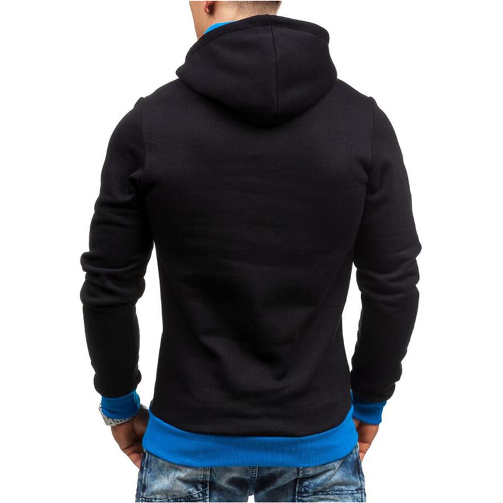 Maiyifu-GJ Men's Fleece Unique Zipper Hoodies Casual Slim Fit Lightweight Hoodie Solid Long Sleeve Active Hooded Sweatshirt (Black 3,X-Large)