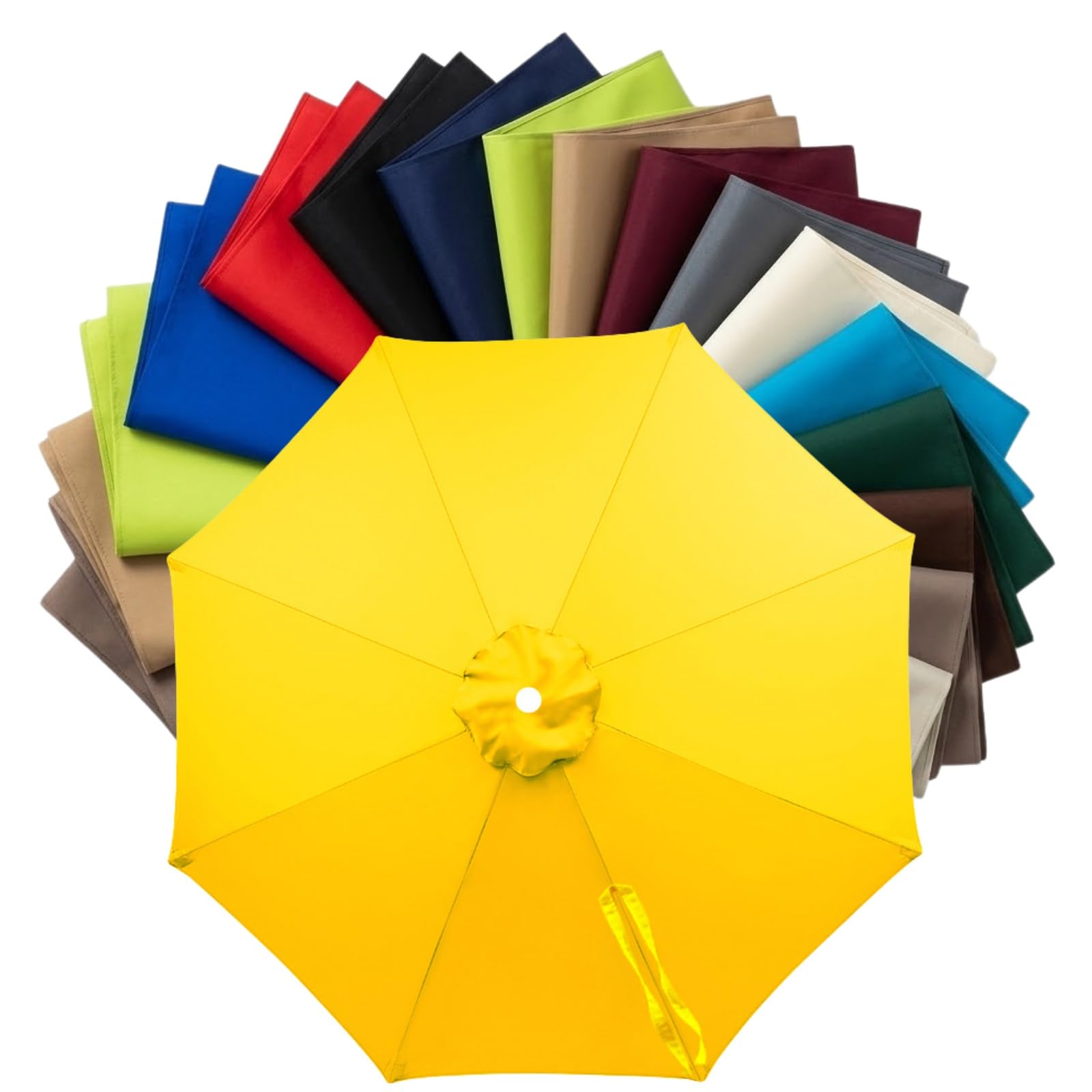 Replacement Parasol Canopy 2m to 4m, Waterproof Polyester Patio Umbrella Replacement Cloth for 6/8 Arms, Sunshade Garden Parasol Fabric Cover, UV Protection(Yellow,2.5m (8.2FT) - 8 Ribs)