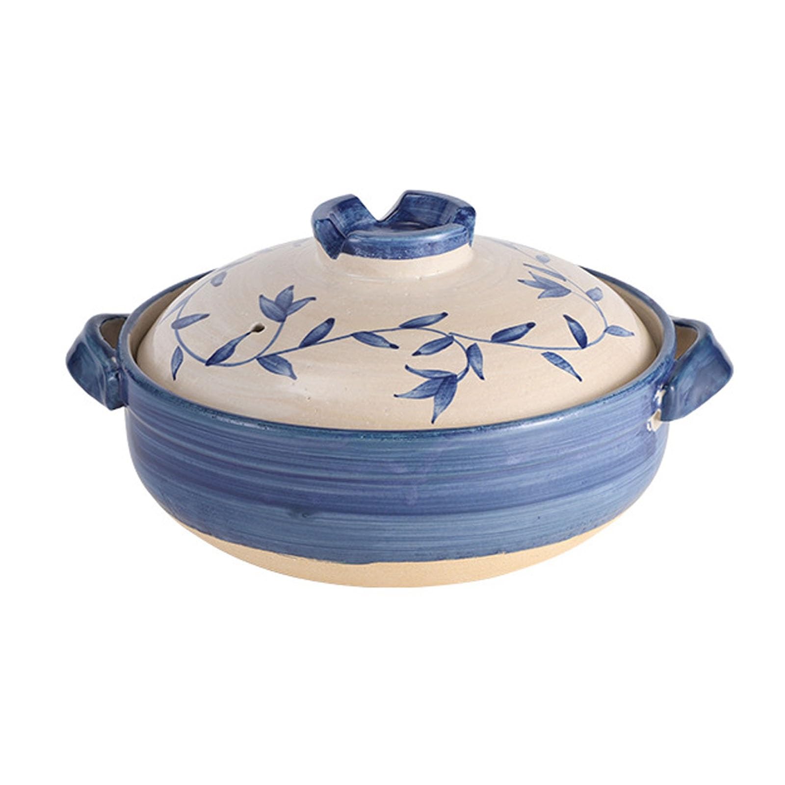 Xyueru One Color Japanese Donabe Clay Pot Casserole, Traditional Ceramic Family Hot Pot Cookware For Stew Soup Round Casserole, Stockpot Soup Pot For Steaming Heat-Insulating(2.2L)