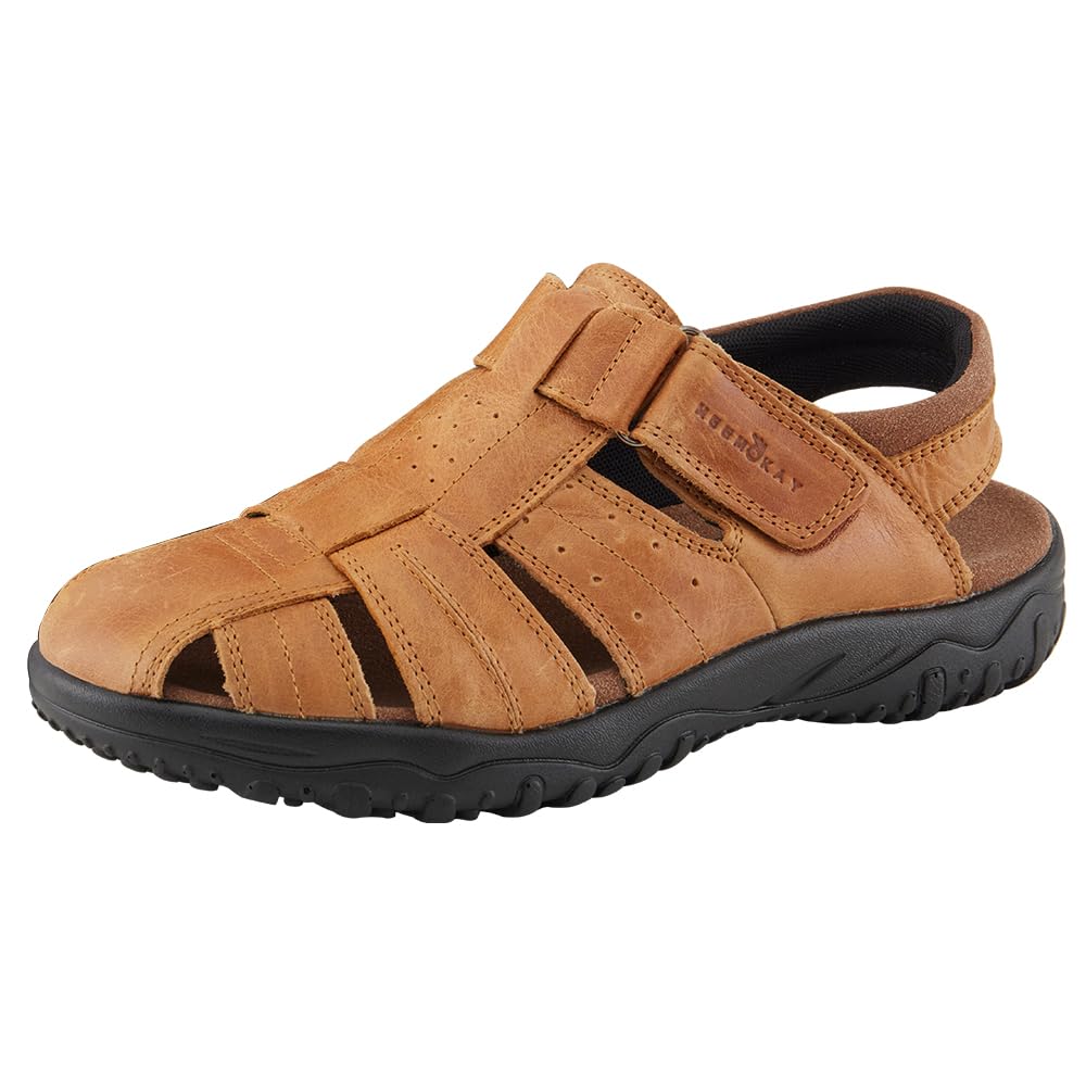 MGGMOKAY Herren Leder Sandalen Fisherman Closed Toe Outdoor Sandales