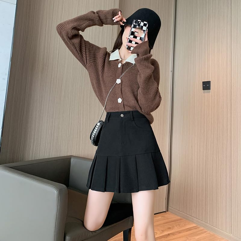 Women's High Waist Zipper A-Line Short Skirt - Autumn4
