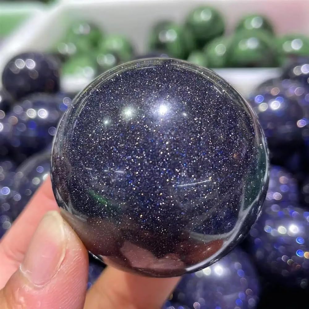 RVBLRDSE Stone Blue Sand Quartz Crystal Ball Beautiful Crystal(55-65mm) Gemstone Stone
