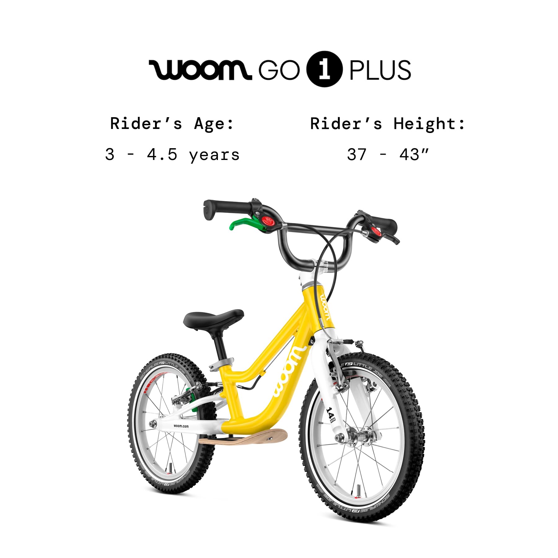 woom GO 1 & GO 1 Plus Balance Bike for Toddlers & Kids 18 Month to 4.5 Years Old, 12-Inch & 14-Inch Lightweight Bicycles for Boys & Girls