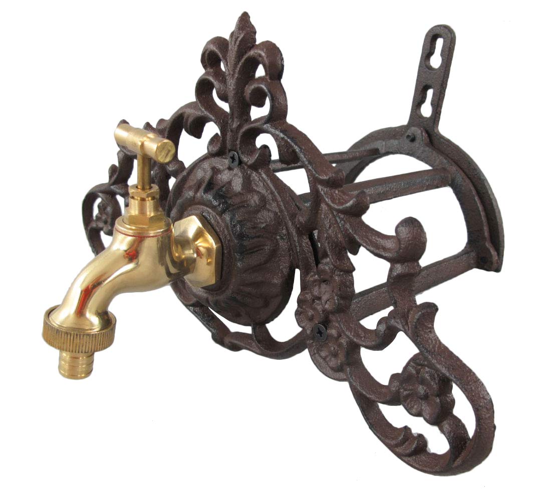 aubaho Schlauchhalter Wasserschlauchhalter Gartenschlauch Brunnen Eisen Wasserhahn d