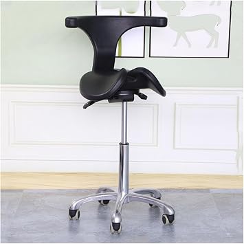 Saddle Stool Ergonomic Saddle Chair Comfortable Saddle Stool with Wheels for Drafting Lab Clinic Dentist Salon Massage OfficeC,Large