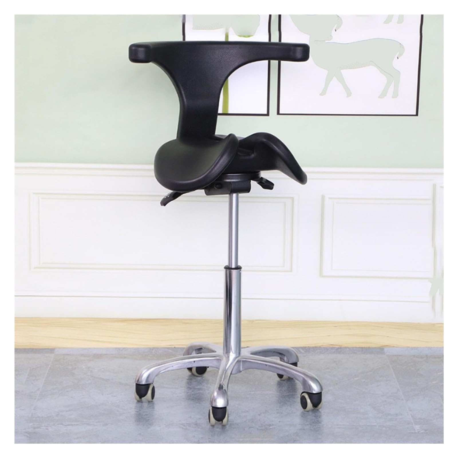 METTEOR Saddle Stool Ergonomic Saddle Chair Comfortable Saddle Stool with Wheels for Drafting Lab Clinic Dentist Salon Massage Office (C Medium)